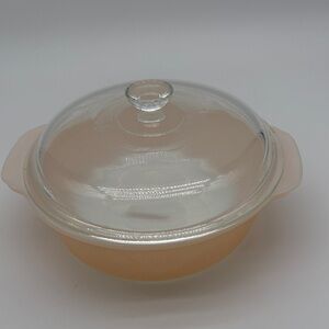 Vintage Fire King Peach Luster 1 1/2 Quart Casserole Round with Lid
